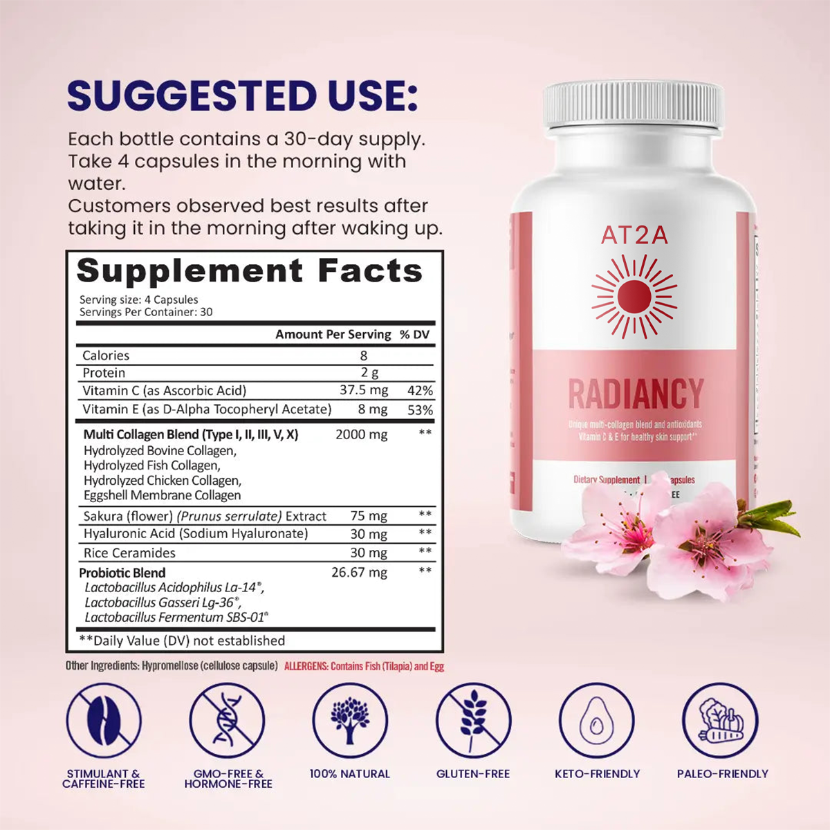 AT2A Radiancy formula and suggested use