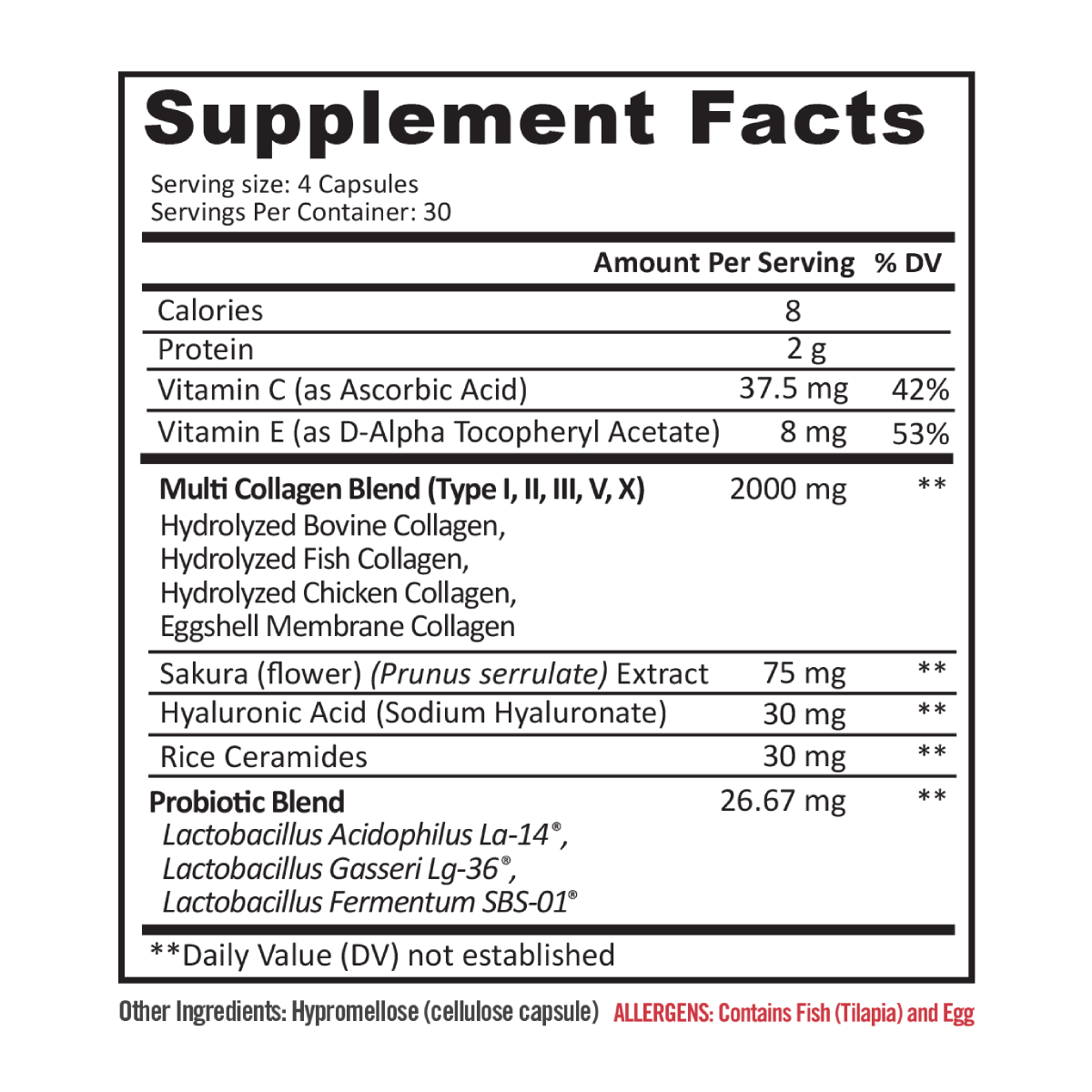 Radiancy supplement facts and ingredients